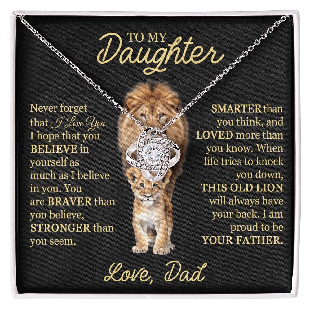 Beautiful Gift For Daughter From Dad This Old Lion Necklace Love Knot Necklace