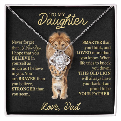 Beautiful Gift For Daughter From Dad This Old Lion Necklace Love Knot Necklace
