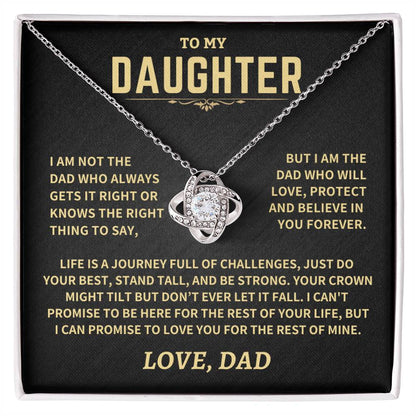 Gift For Daughter From Dad, Crown Might Tilt But Don't Ever Let It Fall Love Knot Necklace