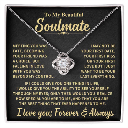 Beautiful Soulmate Gift, Meeting You Was Fate, Knot Necklace Love Knot Necklace