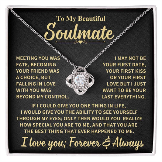 Beautiful Soulmate Gift, Meeting You Was Fate, Knot Necklace Love Knot Necklace