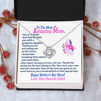 Gift For Amazing Mom Love Knot Necklace