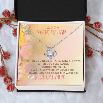 Best Cat Mom Love Knot Necklace Cat Mom Jewelry Gifts For Cat Mom On Mothers Day Cat Lover Gift Mothers Day Gift From Cat Love Knot Necklace