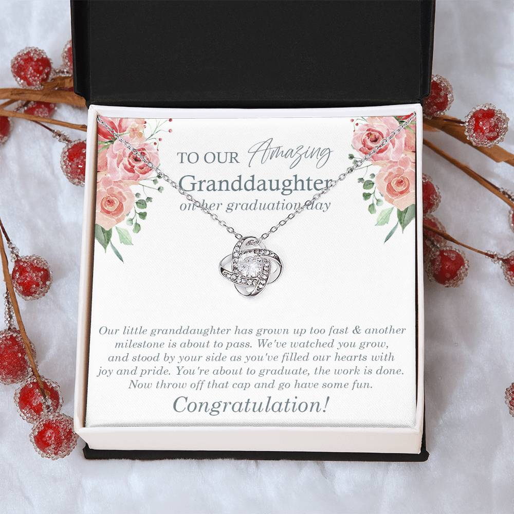 To Our Amazing Granddaughter Congrats On Her Graduation Graduation Gift Gift From Grandma & Grandpa For Granddaughter Love Knot Necklace