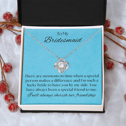 Bridesmaid For A Day Friends For Life(1) Love Knot Necklace