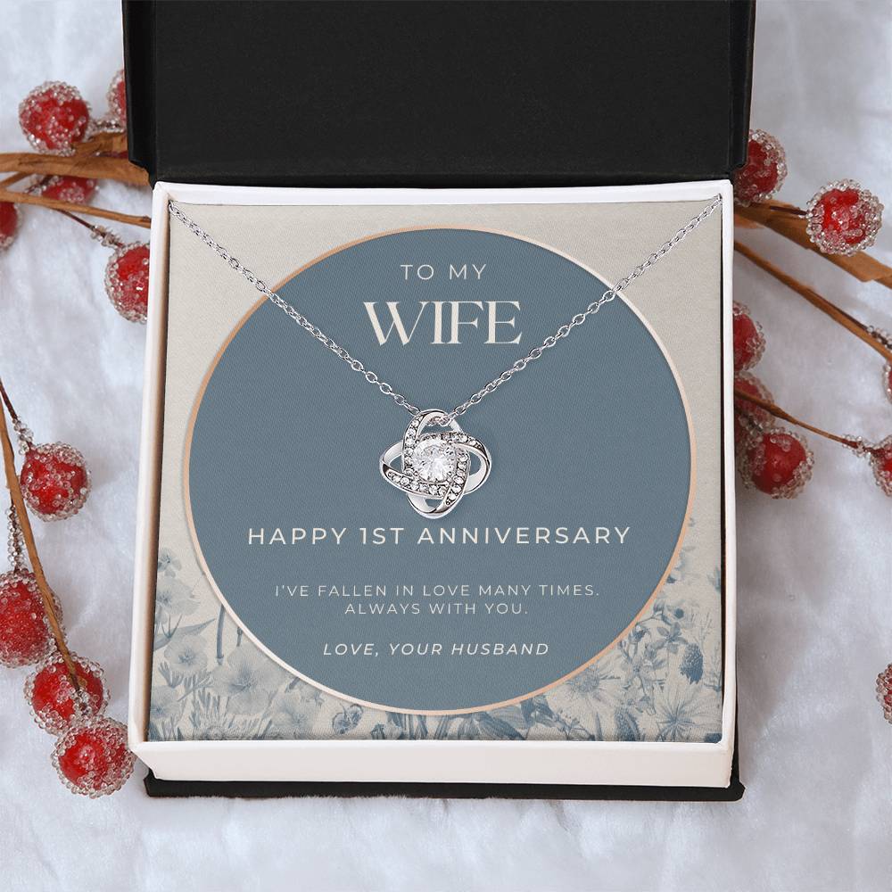 1 Year Anniversary Gift For Wife  1 Year Anniversary Gifts  1 Year Wedding Anniversary Gift Ideas  1St Wedding Anniversary Gift F(2) Love Knot Necklace