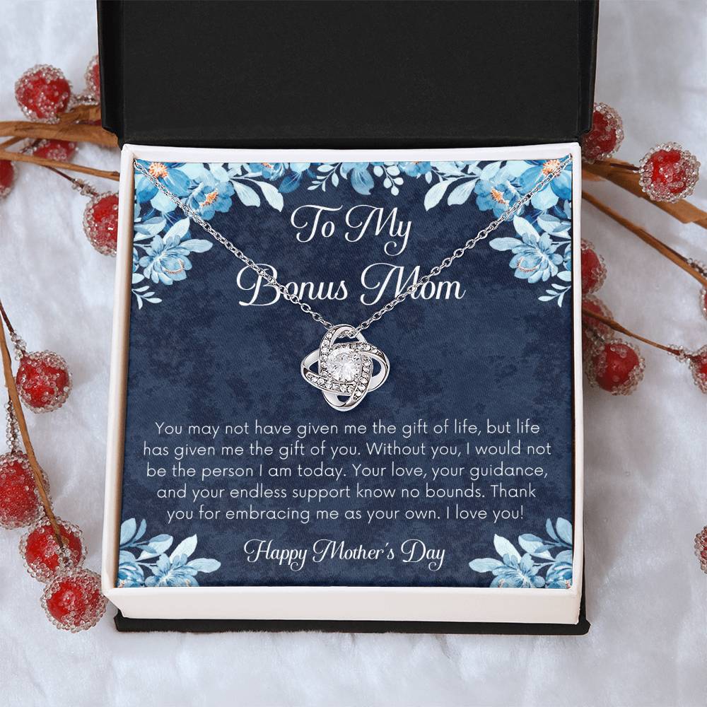 Bonus Mom Necklace Mothers Day Gift Daughterson To Mom Gift Unique Bonus Mom Gift Step Mom Gift Stepmom Gift On Mothers Day Love Knot Necklace