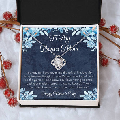 Bonus Mom Necklace Mothers Day Gift Daughterson To Mom Gift Unique Bonus Mom Gift Step Mom Gift Stepmom Gift On Mothers Day Love Knot Necklace
