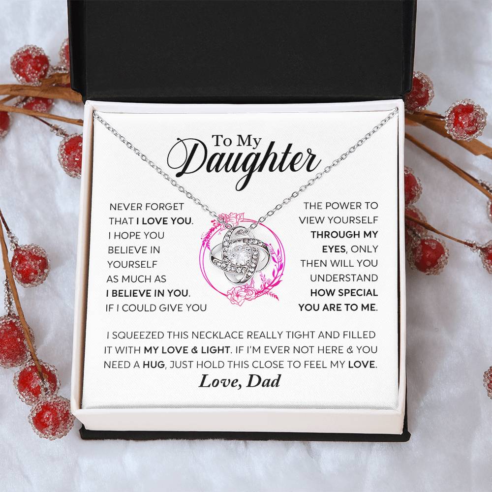 Daughter - Never Forget That I Love You - Necklace Love Knot Necklace