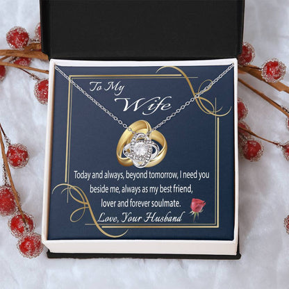 To My Wife Necklace With Message Card I Love You Necklace For Wife Anniversary Gift For Her Wife Birthday Gift Necklace Love Knot Necklace