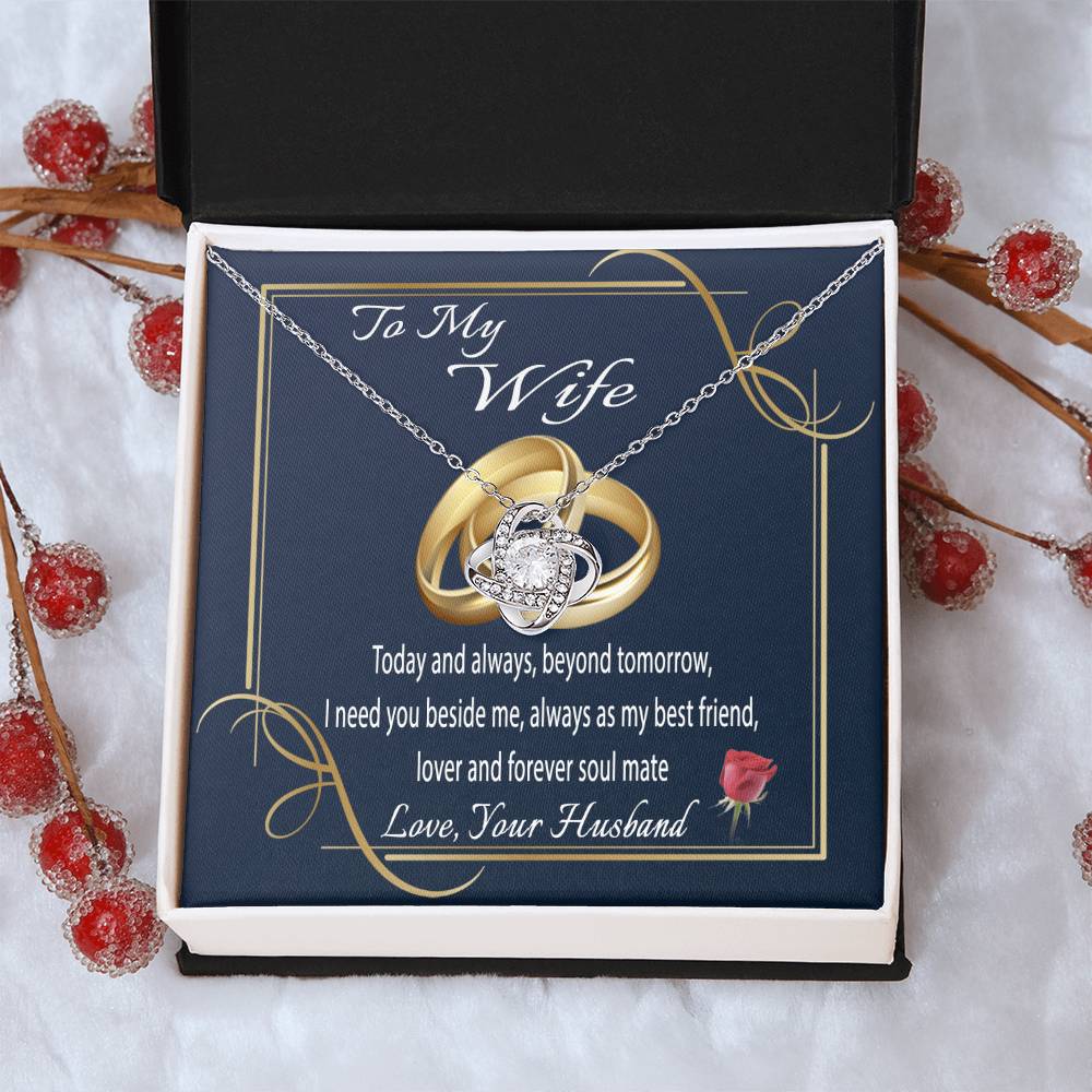 To My Wife Gift Necklace Message Card Necklace To Wife From Husband Anniversary Gift For Wife Birthday Gift Necklace Fo Love Knot Necklace