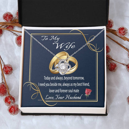 To My Wife Gift Necklace Message Card Necklace To Wife From Husband Anniversary Gift For Wife Birthday Gift Necklace Fo Love Knot Necklace