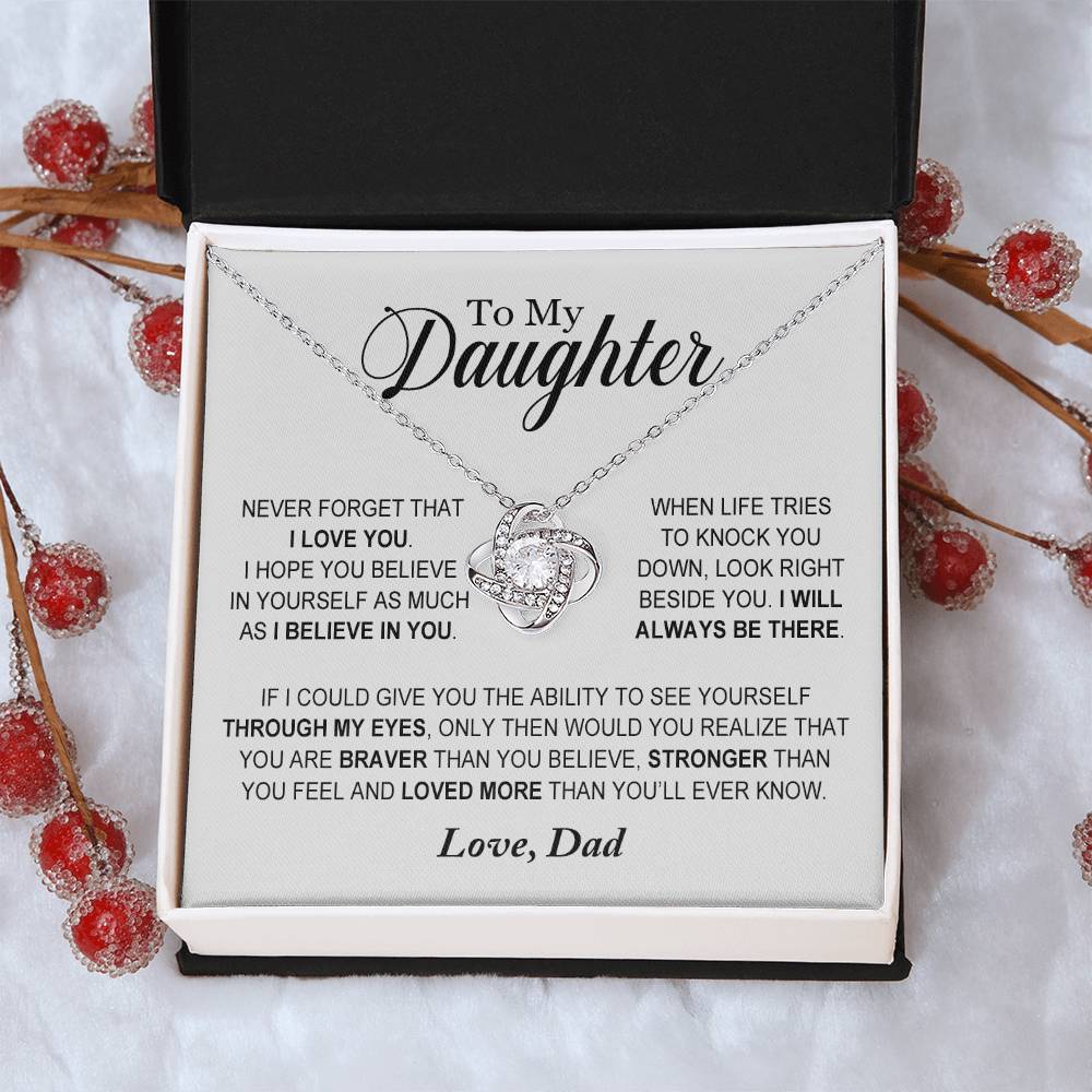 Daughter - Loved More Than You'll Ever Know - Ne Love Knot Necklace