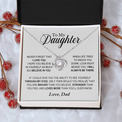 Daughter - Loved More Than You'll Ever Know - Ne Love Knot Necklace
