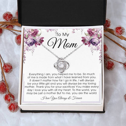 Gift For Mom From Daughter Or Son To My Mom Necklace Mother's Day Gift Mom Birthday Unique Message Card Gift Love Knot Necklace