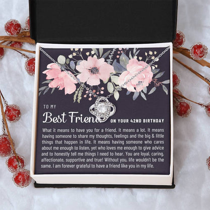 Gift For Best Friend 42Nd Birthday 42Nd Birthday Gift For Her Meaningful Best Friend 42Nd Birthday Necklace Unique Gifts 42Nd Bi Love Knot Necklace