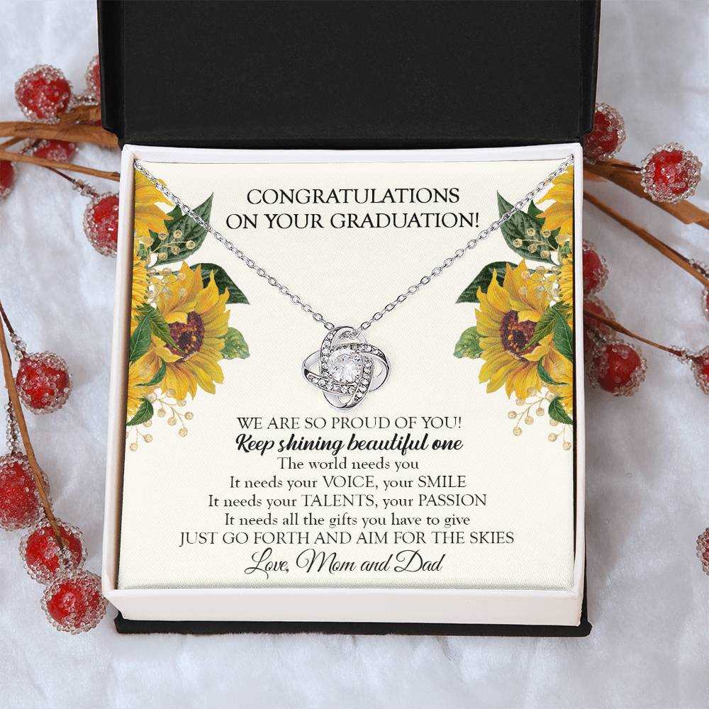 To Our Daughter Graduation Necklace Graduation Gift For Daughter From Mom & Dad Love Knot Necklace