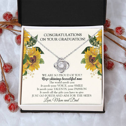 To Our Daughter Graduation Necklace Graduation Gift For Daughter From Mom & Dad Love Knot Necklace
