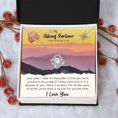 To My Wife Gift Necklace To My Hiking Partner And Amazing Wife Anniversary Gift For Wife Birthday Gift To Wife From H Love Knot Necklace