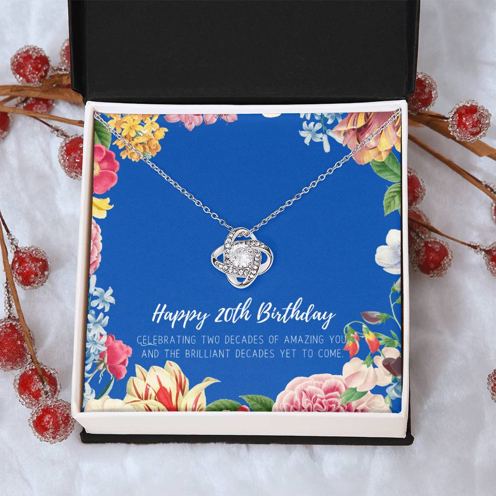 20Th Birthday Gifts For Women  Necklace For Her  2 Decade Jewelry  20 Years Old  20Th Birthday Gift Necklace  Jewelry Gift F Love Knot Necklace