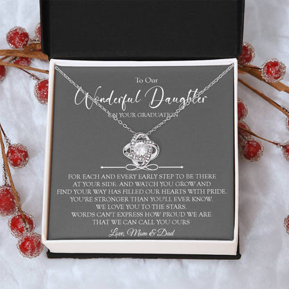 To Our Daughter Graduation Gift Necklace Graduation Gift For Daughter From Mom A Love Knot Necklace