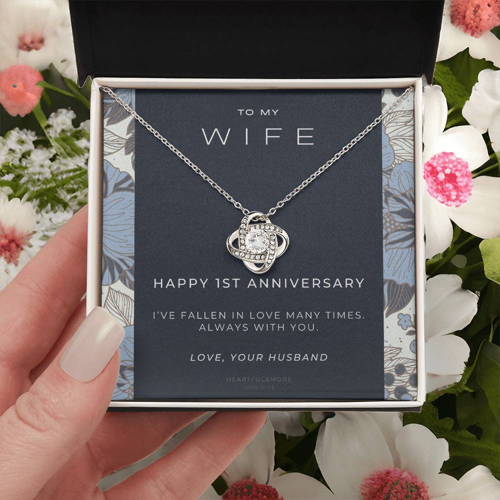 1 Year Anniversary Gift For Wife  1 Year Anniversary Gifts  1 Year Wedding Anniversary Gift Ideas  1St Wedding Anniversary Gift F(7) Love Knot Necklace