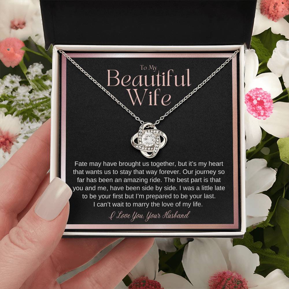 Wife Gift On Wedding Day Bride Gift From Groom On Wedding Day Fate May Have Brought Us Together Wife Wedding Necklace Gift From Husband Love Knot Necklace