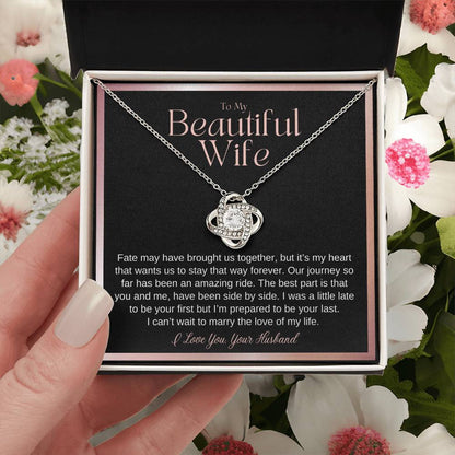 Wife Gift On Wedding Day Bride Gift From Groom On Wedding Day Fate May Have Brought Us Together Wife Wedding Necklace Gift From Husband Love Knot Necklace