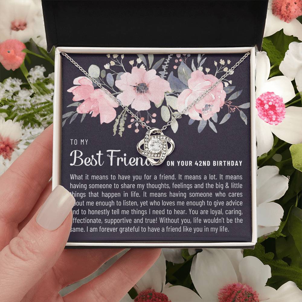 Gift For Best Friend 42Nd Birthday 42Nd Birthday Gift For Her Meaningful Best Friend 42Nd Birthday Necklace Unique Gifts 42Nd Bi Love Knot Necklace