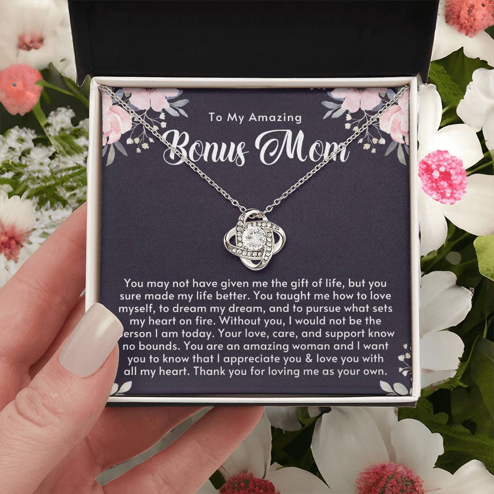 Amazing Bonus Mom Gift Mothers Day Gift For Step Mom Stepmom Birthday Gift Jewelry Gift For Bonus Mom From Stepsonstepdaughter Love Knot Necklace