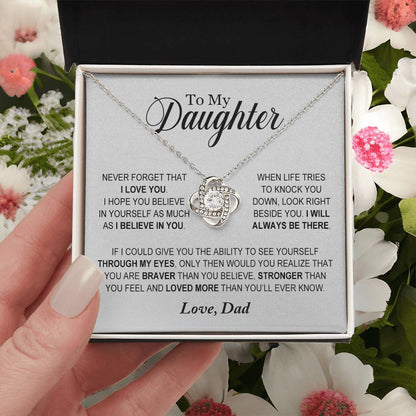 Daughter - Loved More Than You'll Ever Know - Ne Love Knot Necklace