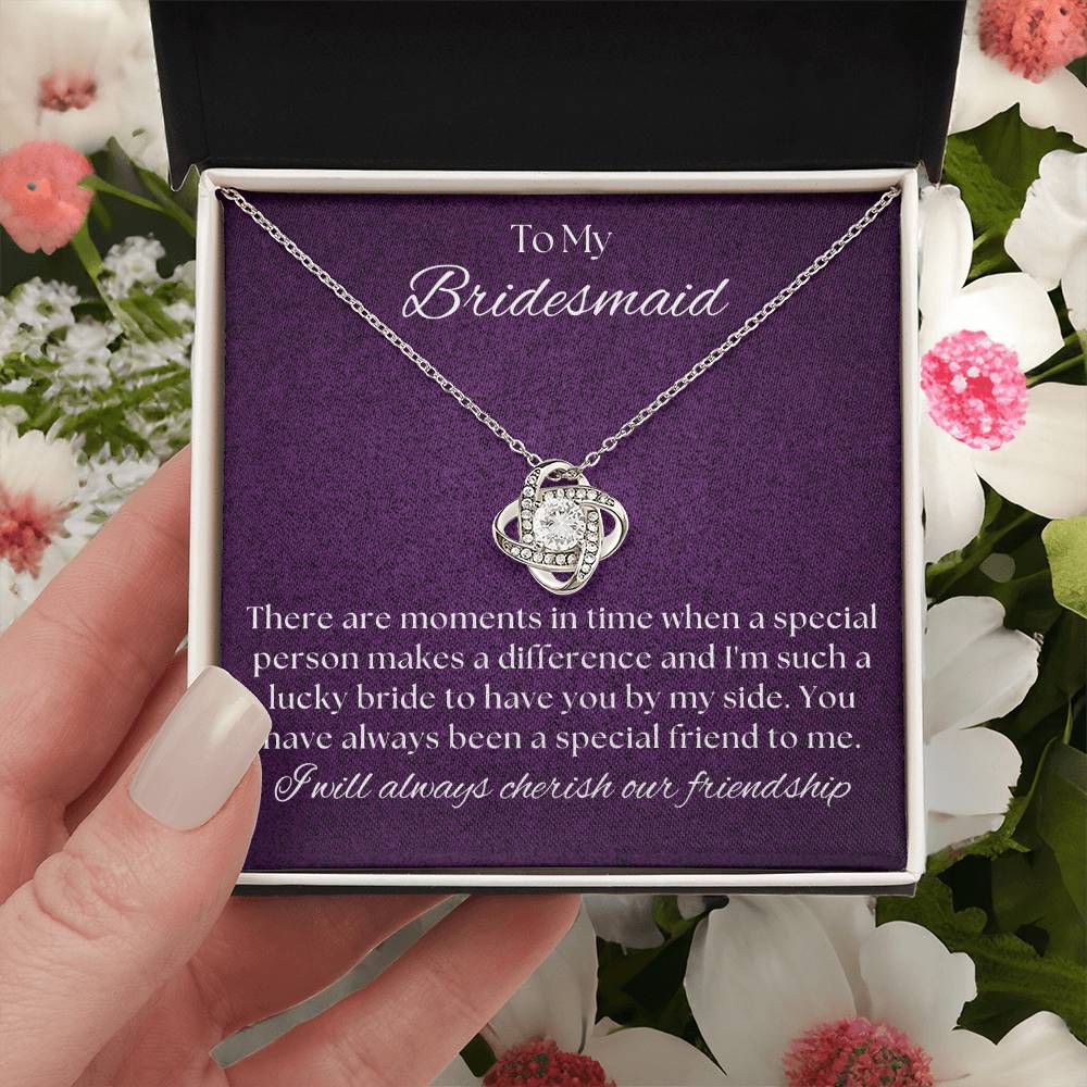 Bridesmaid For A Day Friends For Life(2) Love Knot Necklace