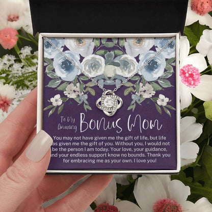 Bonus Mom Necklace Mothers Day Gift Daughter To Mom Gift Bonus Mom Step Mom Gift Present For Stepmom On Mothers Day Stepmom Necklace Love Knot Necklace