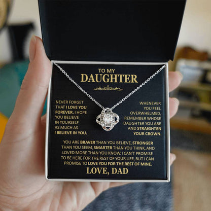 Beautiful Gift for Daughter From Dad Never Forget That I Love You Necklace Love Knot Necklace