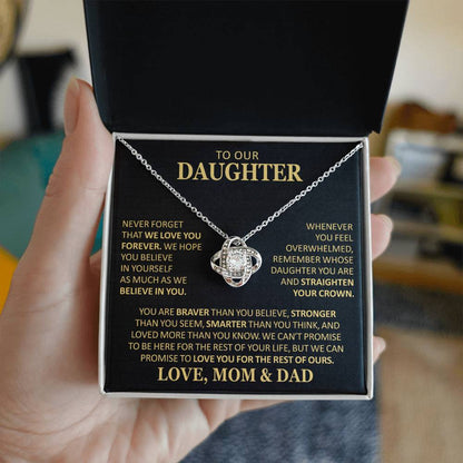 Beautiful Gift For Daughter From Mom And Dad Never Forget That We Love You Necklace Love Knot Necklace