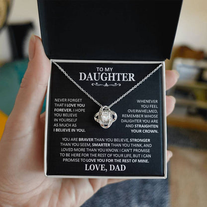 Unique Gift For Daughter From Dad Never Forget That I Love You Necklace Love Knot Necklace