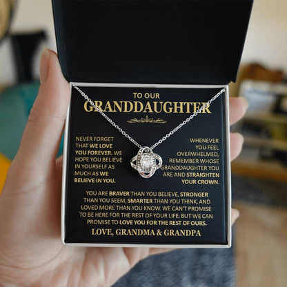 Beautiful Gift for Granddaughter From Grandma and Grandpa Never Forget That We Love You Necklace Love Knot Necklace