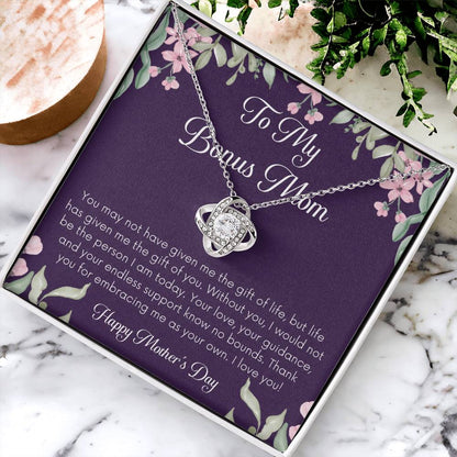 Bonus Mom Necklace Mothers Day Gift Daughterson To Mom Gift Bonus Mom Step Mom Gift Present For Stepmom On Mothers Day Stepmom Gift 1 Love Knot Necklace
