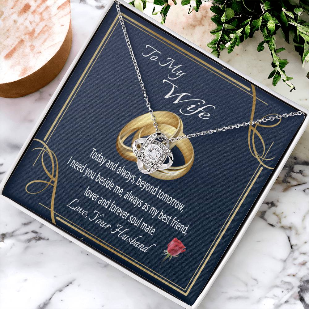 To My Wife Gift Necklace Wife Gift From Husband Message Card Necklace For Her Anniversary Gift For Wife Birthday Gift Necklace Fo Love Knot Necklace