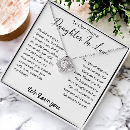 To Our Future Daughter-In-Law Gift Daughter In Law Necklace Gift For Her Wedding Customize Gift Engagemen Love Knot Necklace