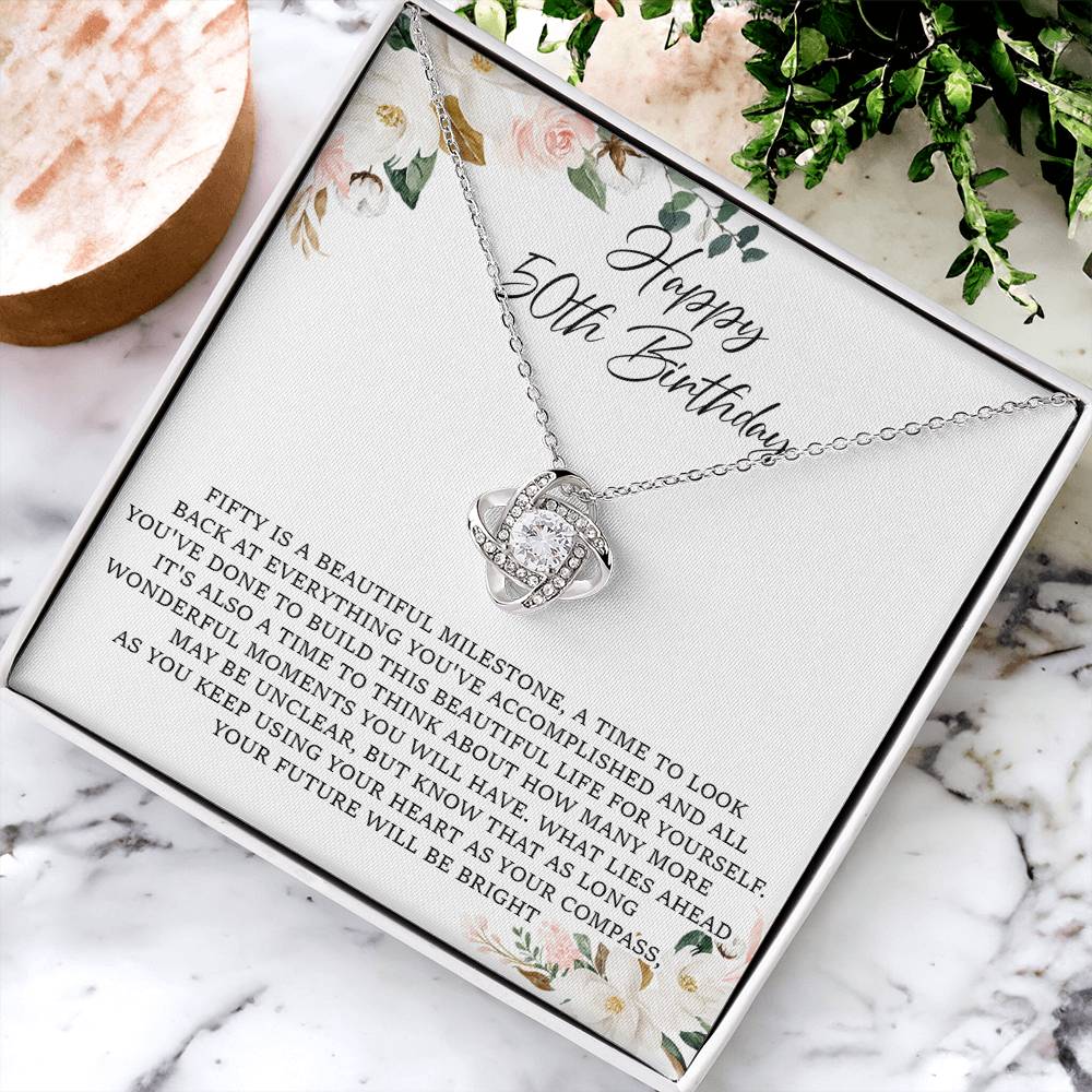 50Th Birthday Gift For Her 50Th Birthday Gift For Woman Sentimental Gift Love Knot Necklace