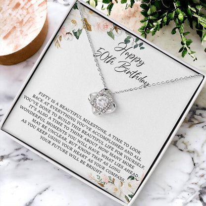 50Th Birthday Gift For Her 50Th Birthday Gift For Woman Sentimental Gift Love Knot Necklace