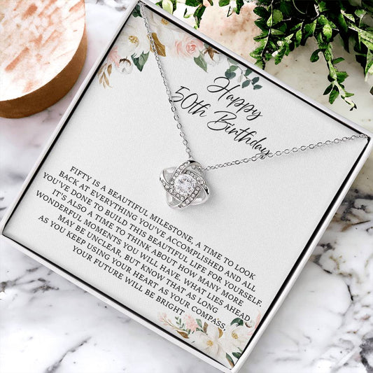50Th Birthday Gift For Her 50Th Birthday Gift For Woman Sentimental Gift Love Knot Necklace