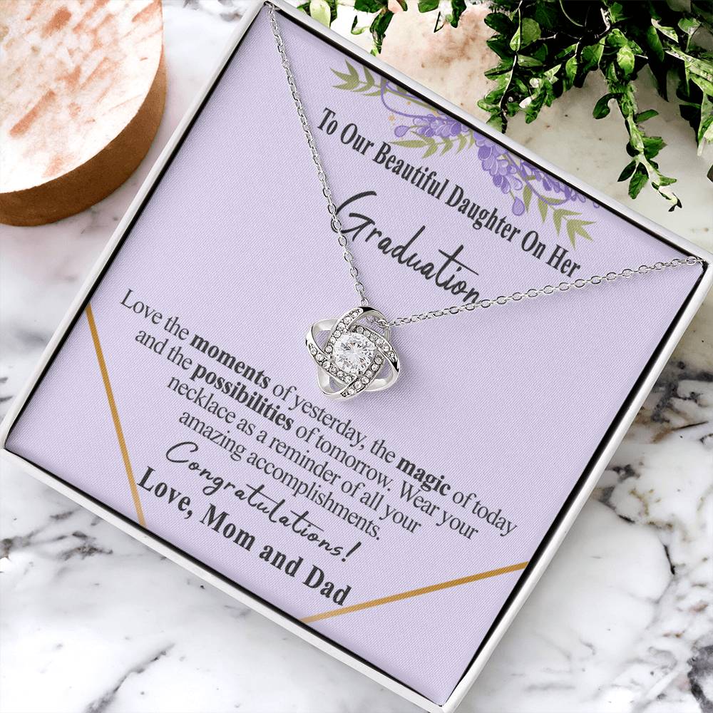 Class Of 2022 Graduation Gift Necklace To Our Beautiful Daughter On Her Graduation To Daughter Gift From Mom And Dad High School Graduation College Grad Love Knot Necklace