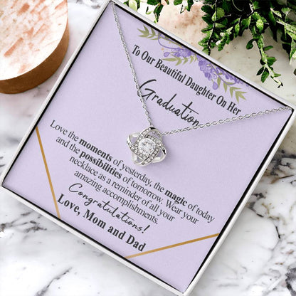Class Of 2022 Graduation Gift Necklace To Our Beautiful Daughter On Her Graduation To Daughter Gift From Mom And Dad High School Graduation College Grad Love Knot Necklace