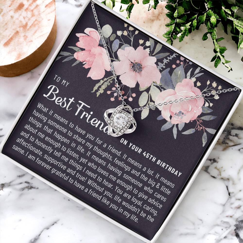 Gift For Best Friend 45Th Birthday 45Th Birthday Gift For Her Meaningful Best Friend 45Th Birthday Necklace Unique Gifts 45Th Bi Love Knot Necklace