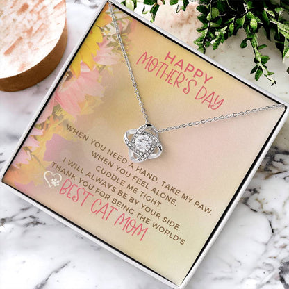 Best Cat Mom Love Knot Necklace Cat Mom Jewelry Gifts For Cat Mom On Mothers Day Cat Lover Gift Mothers Day Gift From Cat Love Knot Necklace
