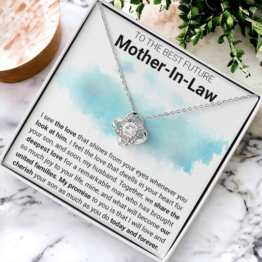 Gift For Future Mother-In-Law Shines From Love Knot Necklace Love Knot Necklace