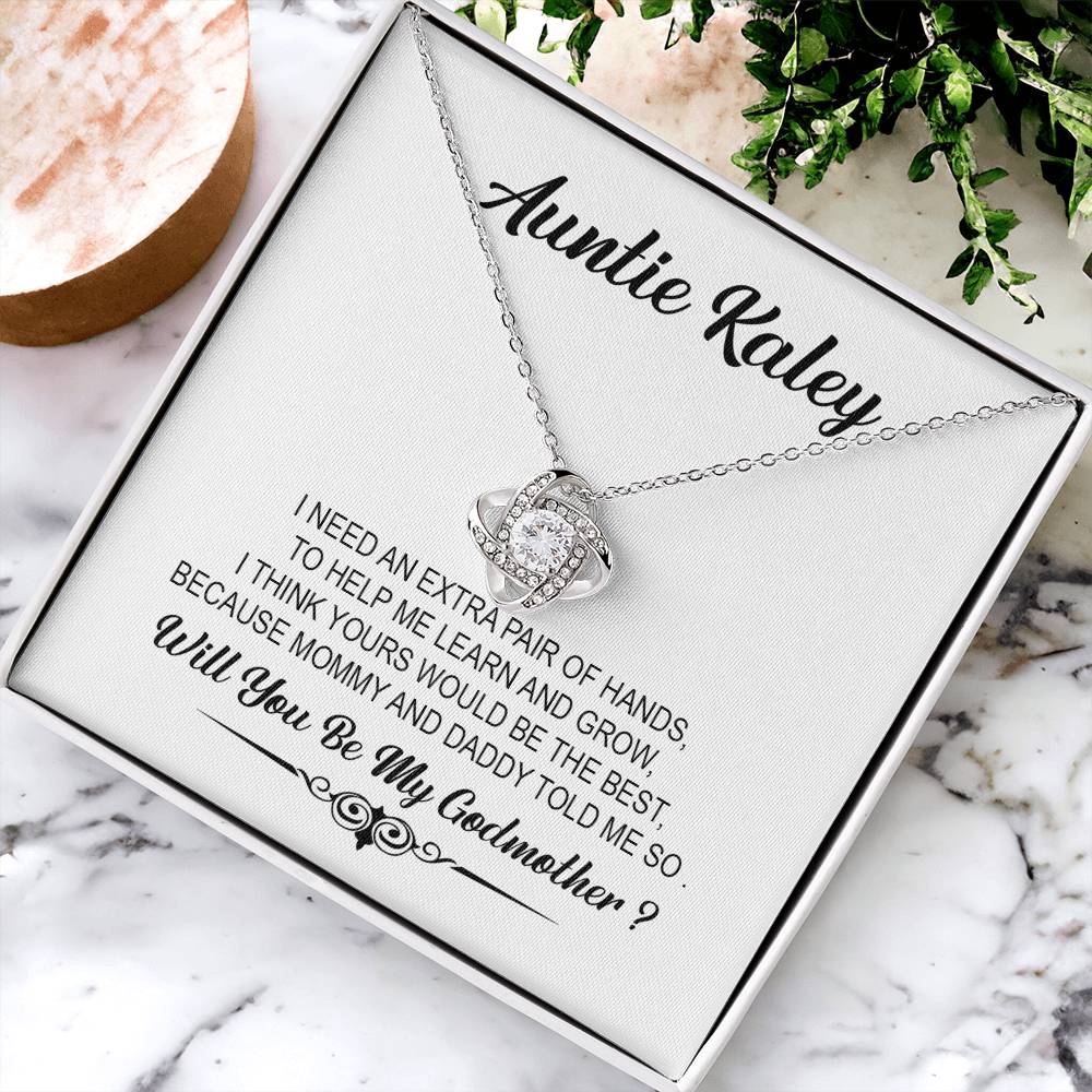 Customize Will You Be My Godmother Necklace For Godmother Godmother Proposal Gift Godmother Love Knot Necklace
