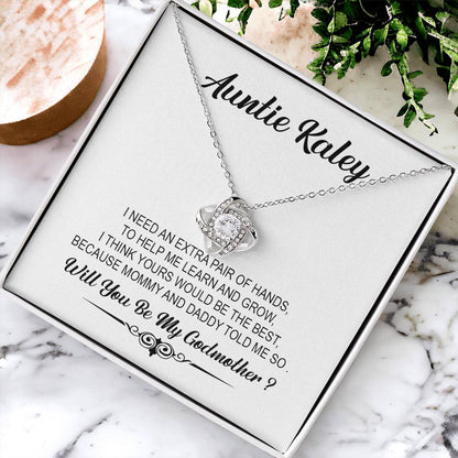 Customize Will You Be My Godmother Necklace For Godmother Godmother Proposal Gift Godmother Love Knot Necklace